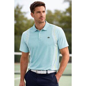 Lacoste Sport Golf Polo Men's Performance Aqua Blue Mesh Vent Shirt Size Large